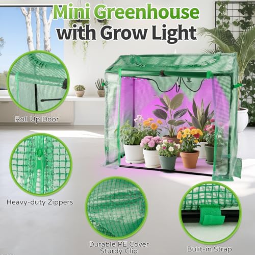 Mini Greenhouse with LED Grow Light & Timer, 36"x20"x33" - style: 36" Lx20 Wx33 H