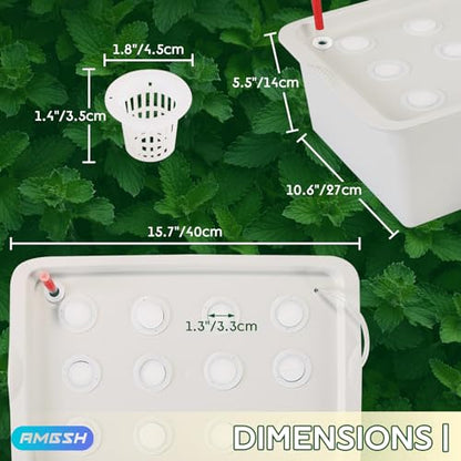 Hydroponics Growing System Kit with Air Pump, Bubble Stone
