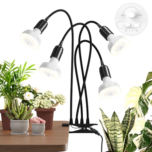 Barrina Orbgrow OG11A4 Clip On Grow Light for Indoor Plants, 4000K 44W - color: 4000k-white Cover, size: 4 Head 1 Pack