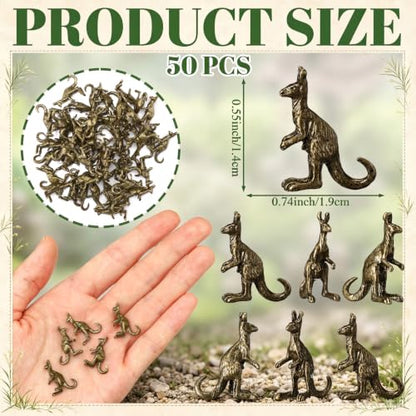 Civaner 50 Pcs Mini Brass Kangaroo, Small Kangaroo Statues, Mini Animals - style: Kangaroo