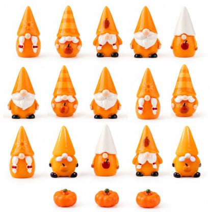18Pcs Thanksgiving Mini Resin Gnomes Set, Small Miniature Figurines Decor - color: Gnome Set