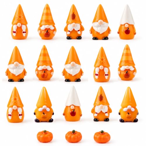 18Pcs Thanksgiving Mini Resin Gnomes Set, Small Miniature Figurines Decor - color: Gnome Set