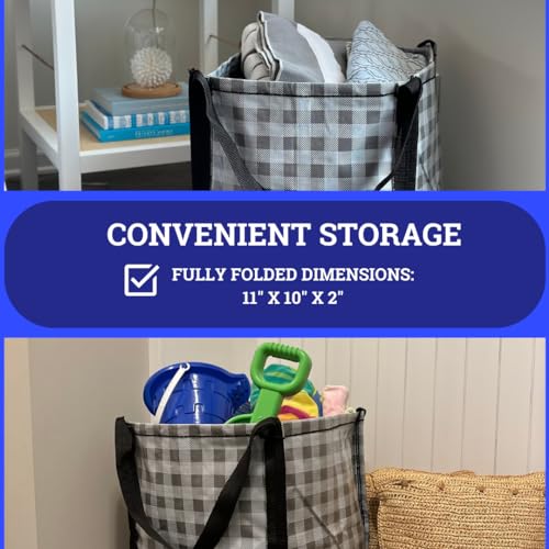 DURASACK Heavy Duty Storage Tote Bag 22-Gallon, Gingham Gray, Pack of 4 - color: Gingham Gray, size: Pack of 4