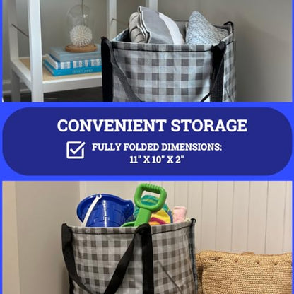 DURASACK Heavy Duty Storage Tote Bag 22-Gallon, Gingham Gray, Pack of 4 - color: Gingham Gray, size: Pack of 4