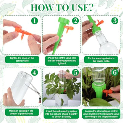 8 Set Plant Watering Devices with Self Spikes and Plastic Bottles, Clear - size: Clear