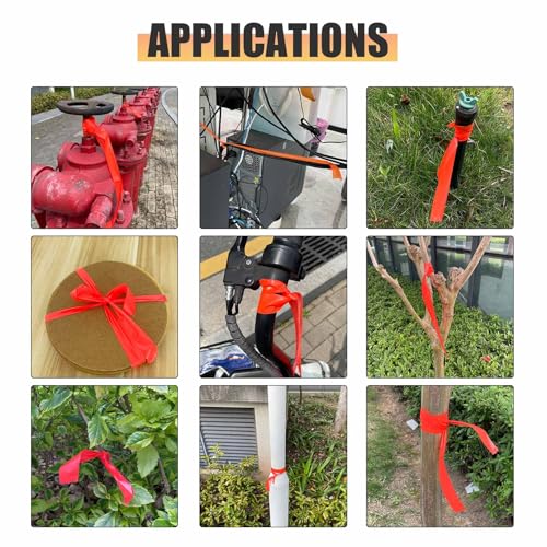 6 Pack Orange Flagging Tape, Non-Adhesive Plastic Ribbon Neon Marking Roll - color: Orange