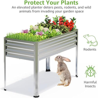 2PCS Galvanized Raised Garden Beds with Legs 48x24x32in - size: 2 PCS
