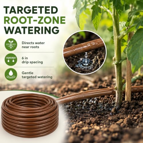 1/4 Inch Drip Irrigation Tubing, 100 ft Brown PVC Dripline
