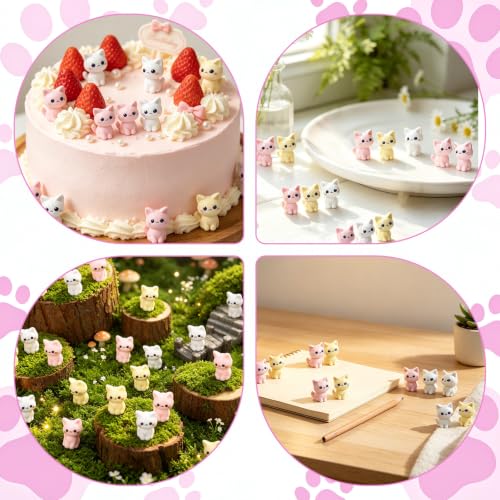 75Pcs Mini Resin Cat Figurines, Little Tiny Miniature Figures Cat for Craft