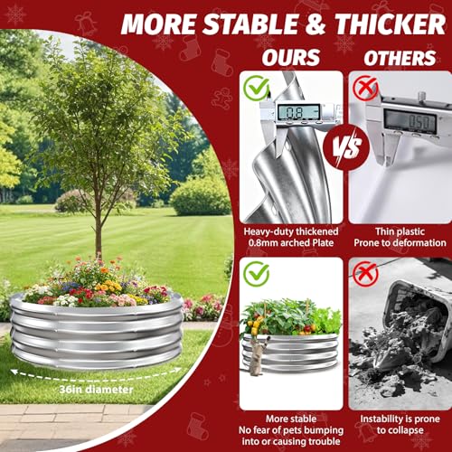 TBMLC 1FT Tall Heavy-Duty 3FT Diameter Round Steel Rised Garden Bed Silver - color: Silver, size: 36" Diameter X 12" Tall