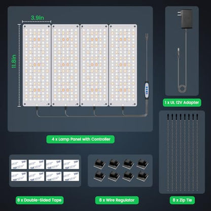 Garpsen Grow Lights for Indoor Plants, 6000K, for Seed Starting, 4Panels - size: 4Panels