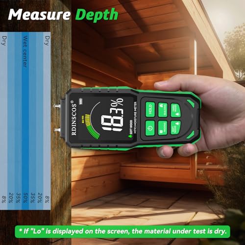 RDINSCOS MT93 Wood Moisture Meter, Rechargeable Wood Moisture Detector - color: Green