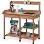 Yaheetech Potting Bench with Sink & Drawer, Outdoor Gardening Table, Brown - color: Brown