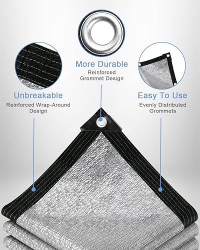 vensovo 95% Reflective Aluminet Shade Cloth with Grommets, 3 x 10 ft - color: 95%, size: 3x10FT