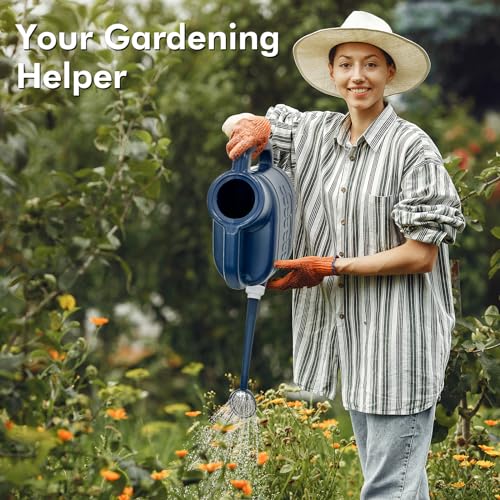2 Gallon Watering Can, Outdoor Watering Can, Long Spout Large Water Can - color: Dark Blue, size: 2 Gallon