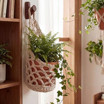 6 Pk Macrame Plant Hanger,4 x 8 Inch,White - color: White, size: 4 x 8 inch