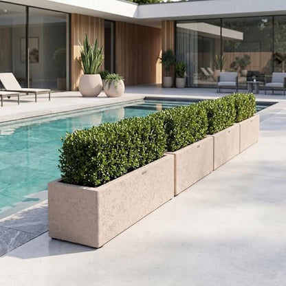 31" Rectangular Outdoor Planter - Handmade Fiberglass Composite - color: Off White, size: Medium