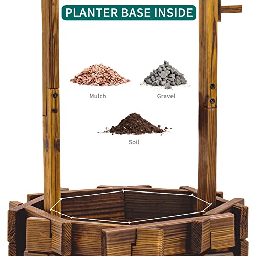UDPATIO Rustic Solid Fir Wood Wishing Well Planter for Outdoor Plants, 16.5 in Diameter - size: 47.3''x22.04''x22.04''