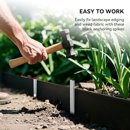 WORTH 13Pcs 8 in. Metal Landscape Edging Stakes, Silver Steel Garden Spikes - color: Silver, size: 8 Inch-13Pcs