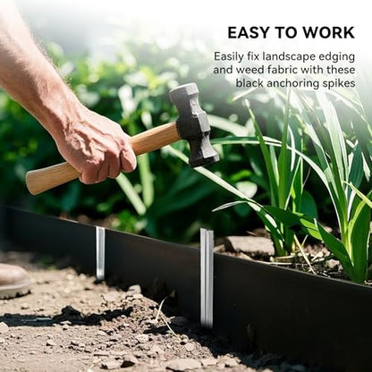 WORTH 13Pcs 8 in. Metal Landscape Edging Stakes, Silver Steel Garden Spikes - color: Silver, size: 8 Inch-13Pcs