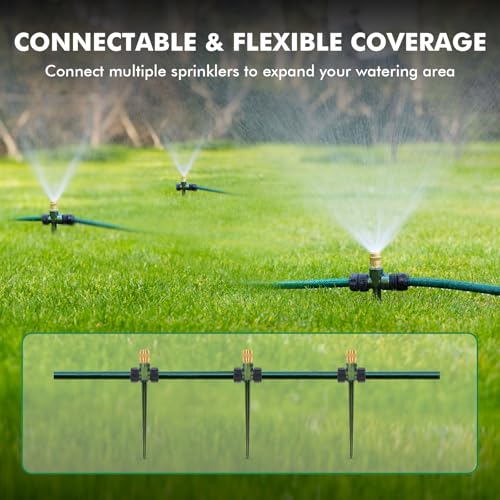 RESTMO 3 Pack Heavy-Duty Full-Metal Lawn Sprinklers for Yard - color: Green, size: 3 Pack