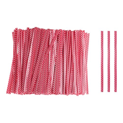 HARFINGTON 500pcs Bag Twist Ties 4" Reusable Plastic Twist Ties Wire Cable Ties for Party Bread Candy Cake, Red - color: Red