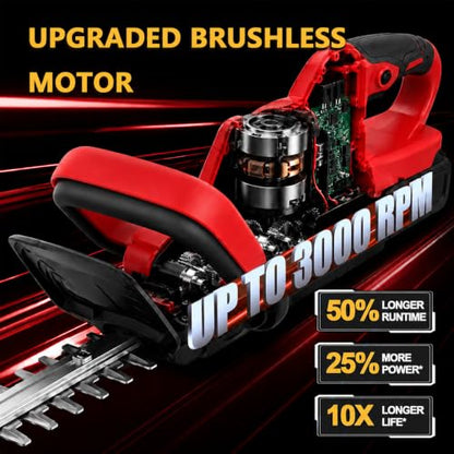 21V Cordless Hedge Trimmer 22" - color: RED