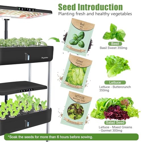 Hydroponics Growing System, 66-Pod Indoor Garden with Seeds - size: 3-Tier