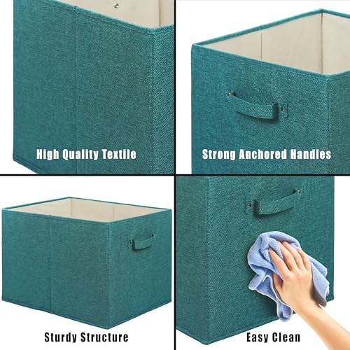 Simple Houseware 15" x 13" Foldable Fabric Storage Bin with Handles, 2 Pack - color: Turquoise