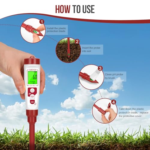 Digital pH Meter with Calibration Kits for Soil Water Food