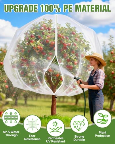2 Packs 10x10FT Fruit Tree Netting with Zipper, 60-Mesh PE Pest Barrier - size: 10 * 10FT