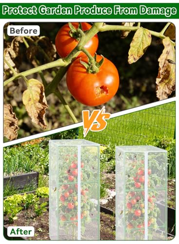 ZeeDix 43x16.1 in Garden Tomato Plant Cover Netting for Square Tomato Cage - color: 4 Pack, size: 43inch