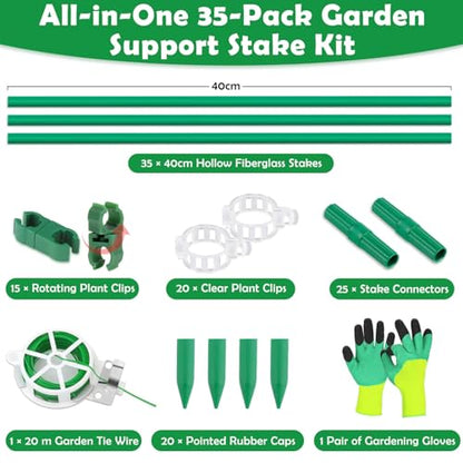 117 PCS Garden Stakes, Fiberglass Tomato Stakes, Garden Sticks - size: 35 Packs