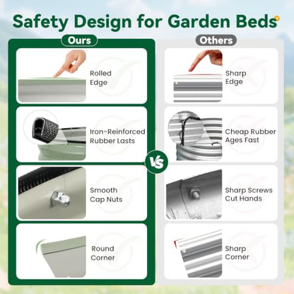 3-Pack Round Raised Garden Bed Outdoor 2x2x1ft Planter Box, PeaGreen - color: Pea Green, size: 2x2x1ft (3 PCS)