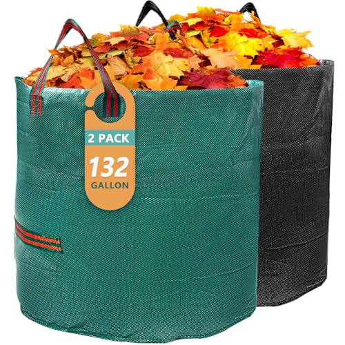 2 Pack 132 Gallon Yard Waste Bags with Handles, Reusable Leaf Bags