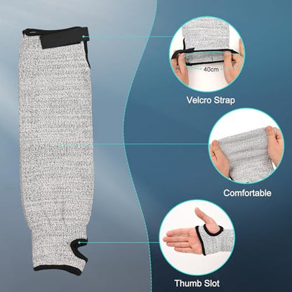 Cut Resistant Farmers Sleeves with Thumb Hole - Arm Protectors for Thin Skin and Bruising, Suitable for Gardening, Welding - color: Grey