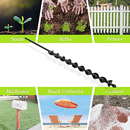 TCBWFY 24 Inch Auger Drill Bit for Planting - 1.2"x24" Long Handle Easy Planter Garden Auger - Bulb & Bedding Plant Augers - Post Hole Digger for 3/8”Hex Drive Drill - size: 1.2"x24"