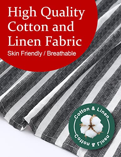 Big Plus Size Aprons for Women with Pockets Cotton Linen Baking Kitchen Cooking - color: Black Stripes