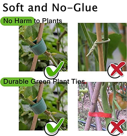 16.4 Feet Green Garden Tape Plant Ties 1/2'' Wide Garden Ties Plant Tape for Climbing Plants Reusable Gardening Plant Tape Support Strap for Flowers, Vines, Tomatoes Support Tape(16.4ft) - size: 16.4ft