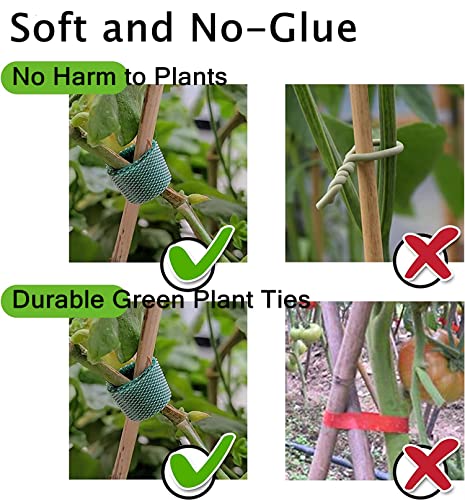 32.8 Feet Green Garden Tape Plant Ties for Climbing Plants 1/2'' Wide Gardening Plant Ties Strap to Support Plants, Reusable Plant Tape Garden Ties for Vines, Tomatoes(32.8feet) - size: 32.8ft