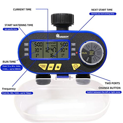 Sprinkler Water Timer with Rain Delay Function for Garden Hose - style: 2 Outlet Water Timer