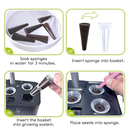 Hydroponic Grow Sponges Seed Starter Pod Kit