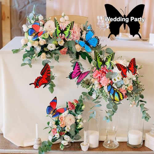Augshy 75 Pcs Butterfly Decoration Stakes Garden Butterfly Wing Width 3.5in Ornaments for Indoor/Outdoor Christmas Decor - style: Single Layer
