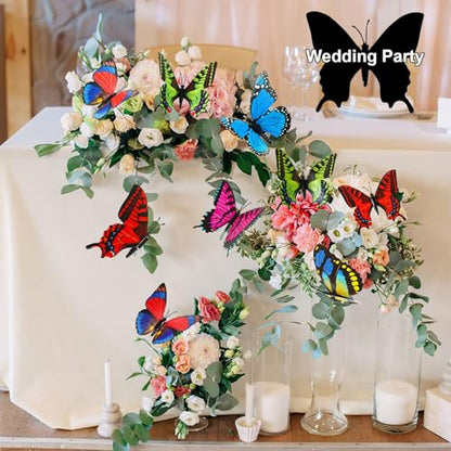 Augshy 75 Pcs Butterfly Decoration Stakes Garden Butterfly Wing Width 3.5in Ornaments for Indoor/Outdoor Christmas Decor - style: Single Layer