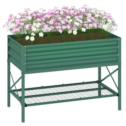 Outsunny Raised Garden Bed with Galvanized Steel Frame, Green - color: Green