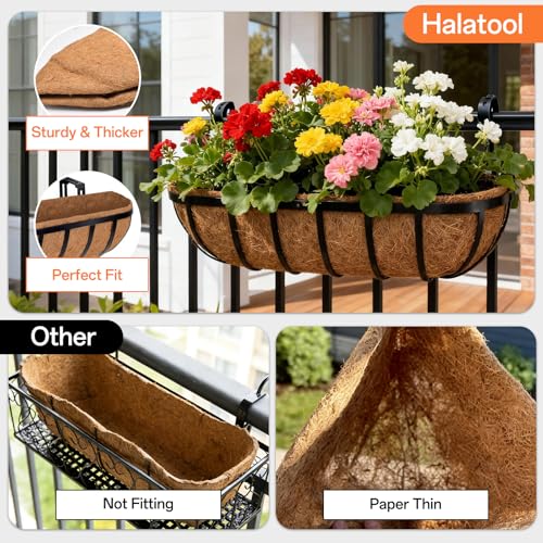 Halatool 30" Coco Liners for Planters, 3Pcs Coconut Liners for Window Boxes - size: 30in