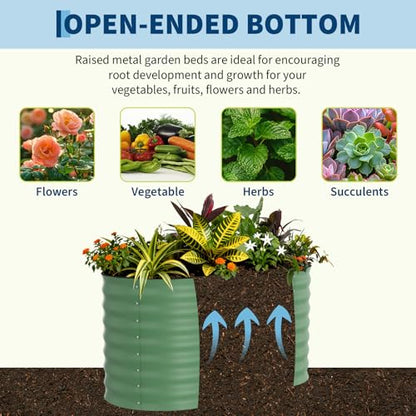 Garvee 2 Pack 4x2x2ft Galvanized Raised Garden Bed, Oval Metal Planter Box - color: Green-oval, size: 4x2x2ft 2pcs