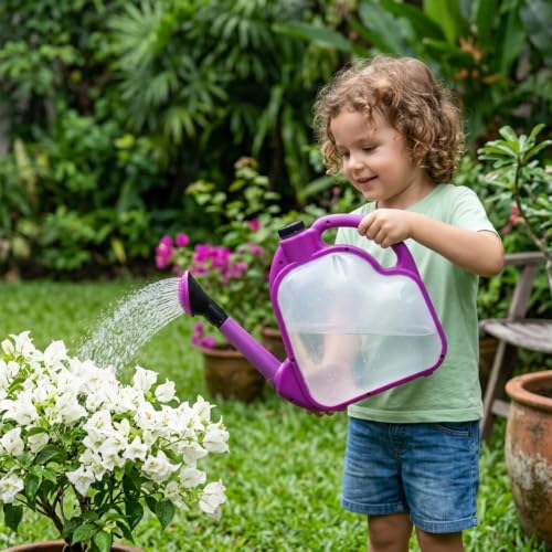 1 Gal Purple Clear Plastic Foldable Watering Can - color: Purple, size: PURPLE-4L