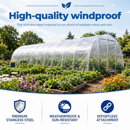 52 PCS Garden Clips - Stainless Steel Greenhouse Clamps,Strong Grip Heavy Duty Metal Clip, for Have a Strong Grip to Hold Down the Shade Cloth or Plant Cover on Garden Hoops