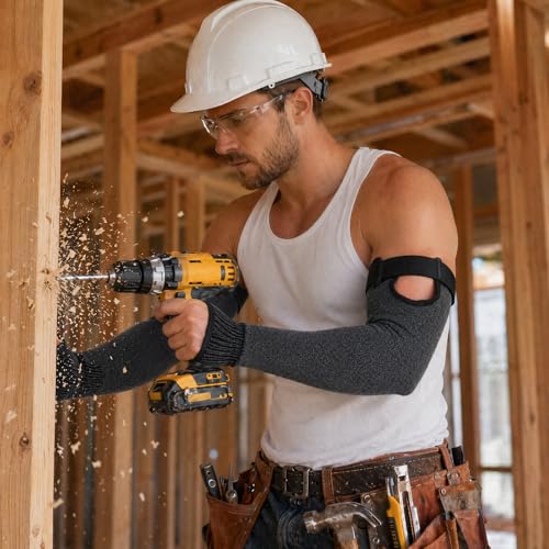 Cut Resistant Arm Sleeves Protective Sleeves for Daily Gardening Farm Work - color: Black